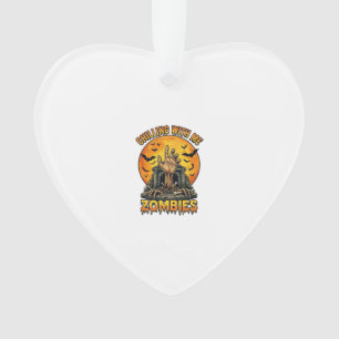 Chilling Zombies Hand Tombstone Full Moon Bats Ornament