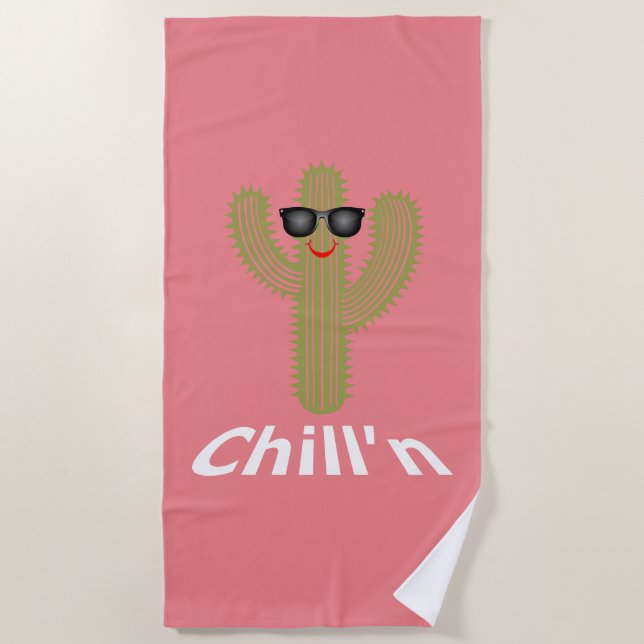 Chill'n Cactus Design - Beach Towel (Front)