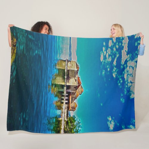 Chillon Castle Geneva Lake Switzerland Acrylic Fleece Blanket