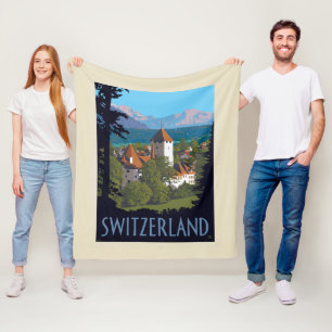 Chillon Castle   Switzerland Fleece Blanket