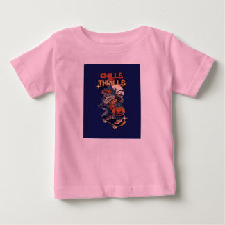 Chills and Thrills Halloween Skateboard Wolf T-Shi Baby T-Shirt