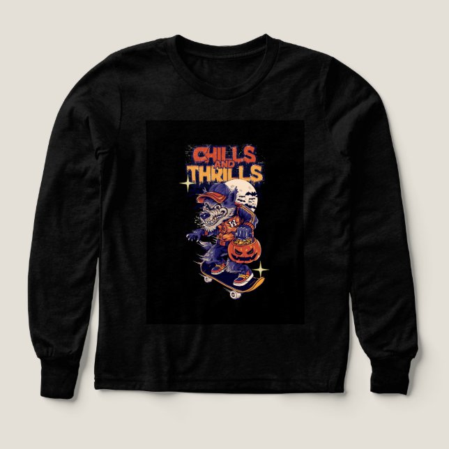 Chills & Thrills Graphic T-Shirt – Spooky Season V Tri-Blend Shirts (Design Front)