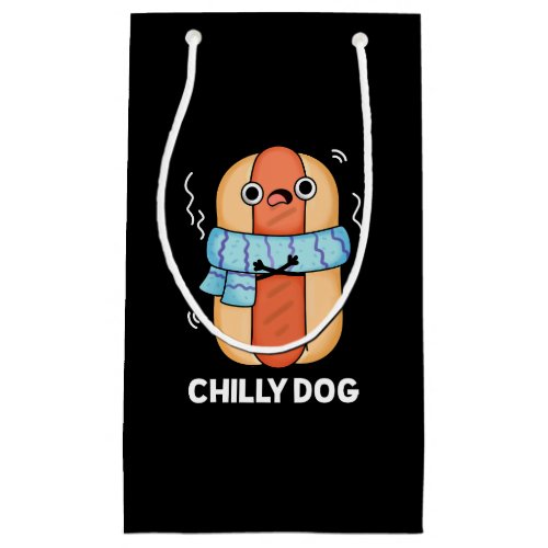 Chilly Dog Funny Chili Hot Dog Pun Dark BG Small Gift Bag