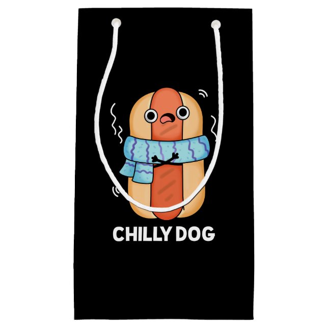 Chilly Dog Funny Chili Hot Dog Pun Dark BG Small Gift Bag (Front)