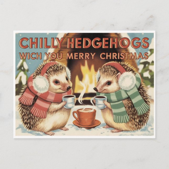 Chilly hedgehog Christmas  Postcard (Front)