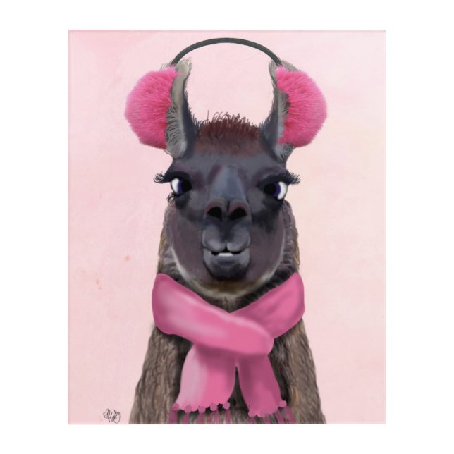 Chilly Llama Pink 6 Acrylic Print (Front)