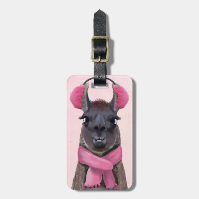 Chilly Llama Pink Luggage Tag (Front Vertical)