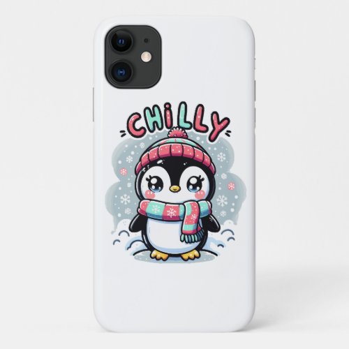 Chilly Penguin Snowy Scarf Hug iPhone 11 Case