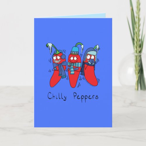 Chilly Peppers Cute Chilis Winter Greeting Card