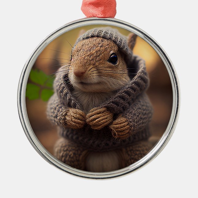 Chilly Squirrel Metal Ornament (Front)