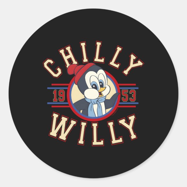 Chilly Willy 1953 Throwback Collegiate Classic Round Sticker (Front)