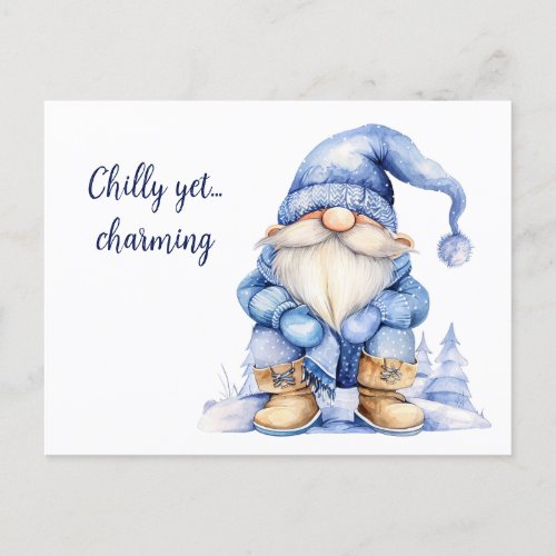 Chilly Yet Charming Gnome Holiday Postcard