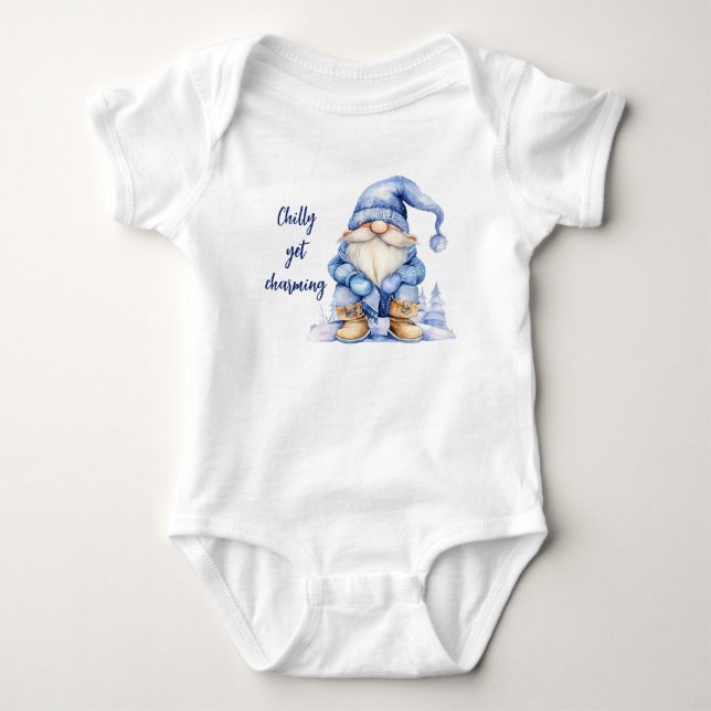 Chilly Yet Charming - White Baby Bodysuit (Front)