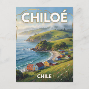 Chiloe Island Chile Colorful Coastal Landscape Postcard