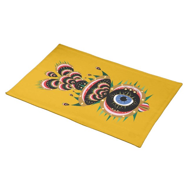 Chimera - Fish Bird Cloth Placemat (On Table)