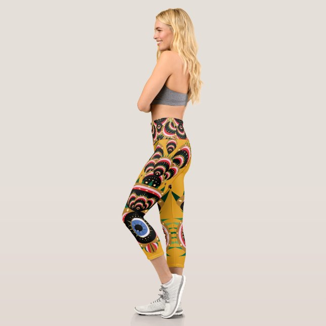 Chimera - Fish Bird High Waisted Capri Leggings (Left)