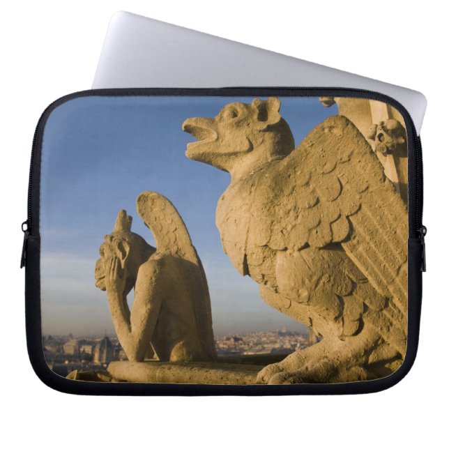Chimera on facade of Notre Dame Cathedral, Laptop Sleeve (Front)