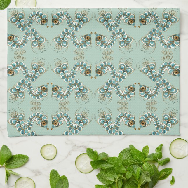 Chimera - Peacock Seahorse Kitchen Towel (Folded)