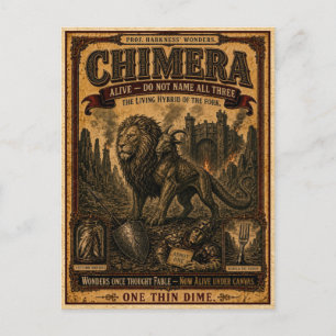 Chimera, Vintage Circus Monster Postcard