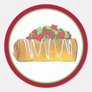 Chimichanga Tex Mex Southwestern Food Burrito Classic Round Sticker