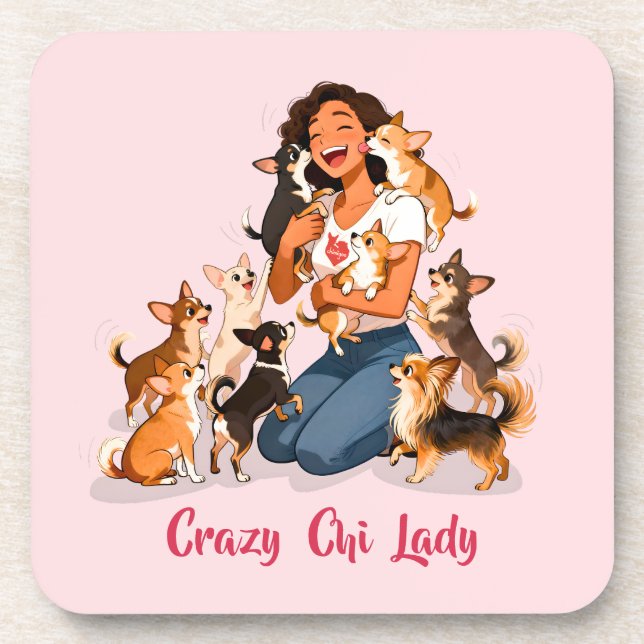 Chimigos - Crazy Chi Lady - Chihuahua  Beverage Coaster (Front)