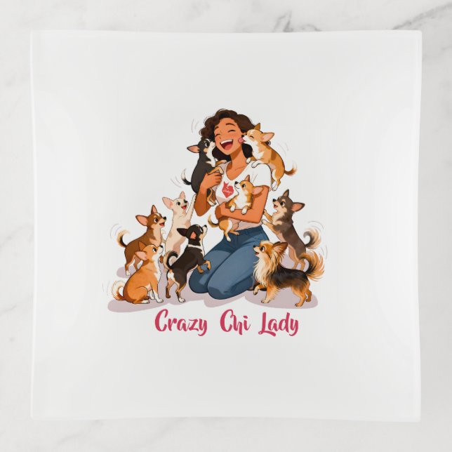 Chimigos - Crazy Chi Lady - Chihuahua  Trinket Tray (Front)