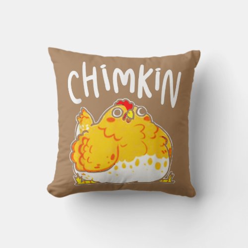 Chimkin Derpy Chicken Farmer Farming  Throw Pillow