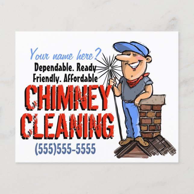 Chimney Cleaning Sweep Cleaner Customizable Promo Flyer (Front)