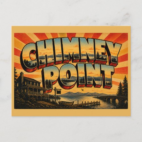 Chimney Point VT Lake Champlain Adirondack Art Postcard