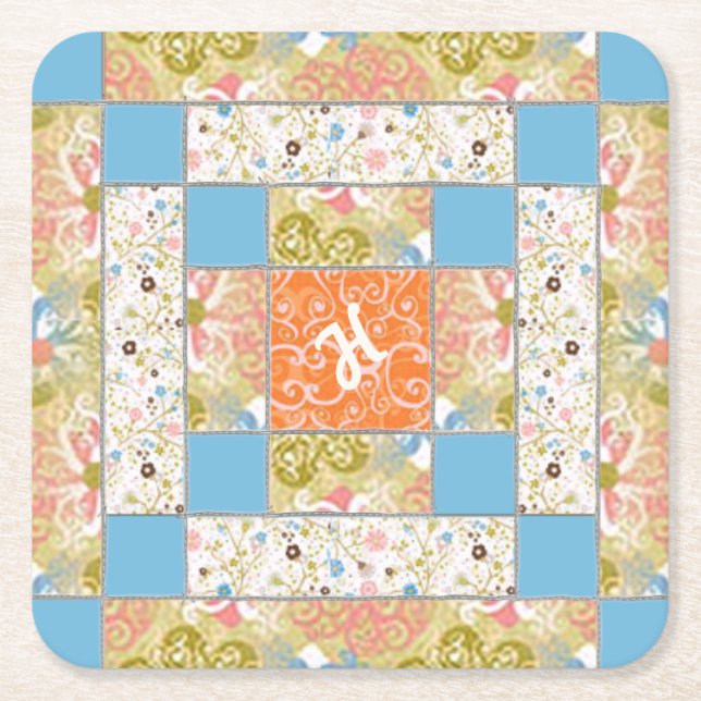 Chimney Quilt Block Paper Coaster (Front)