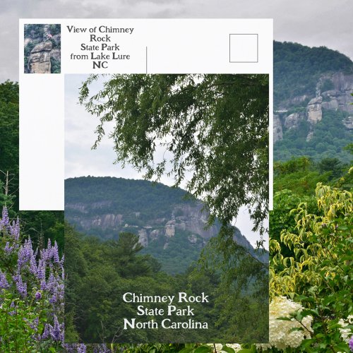 Chimney Rock Mountain from Lake Lure NC Postcard