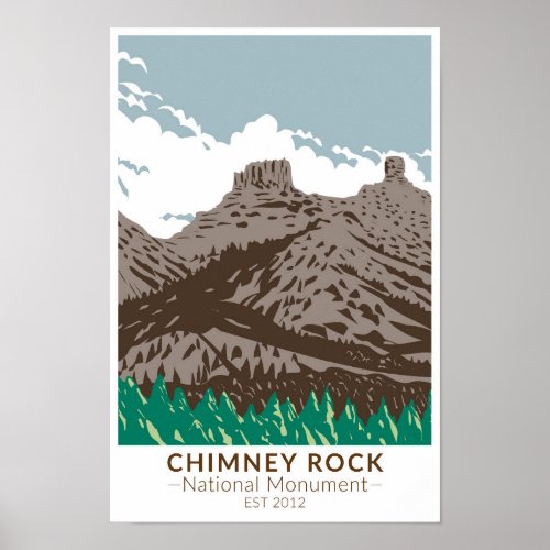 Chimney Rock National Monument Colorado Vintage Poster