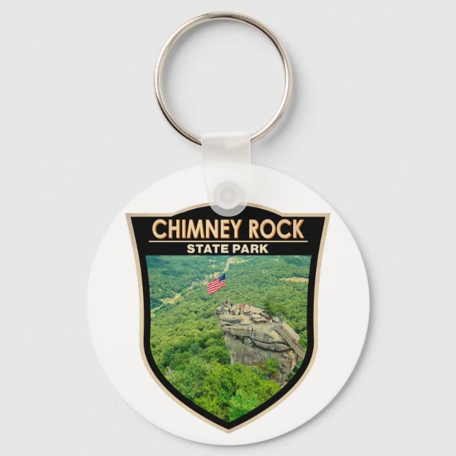 Chimney Rock State Park North Carolina Badge Keychain (Front)