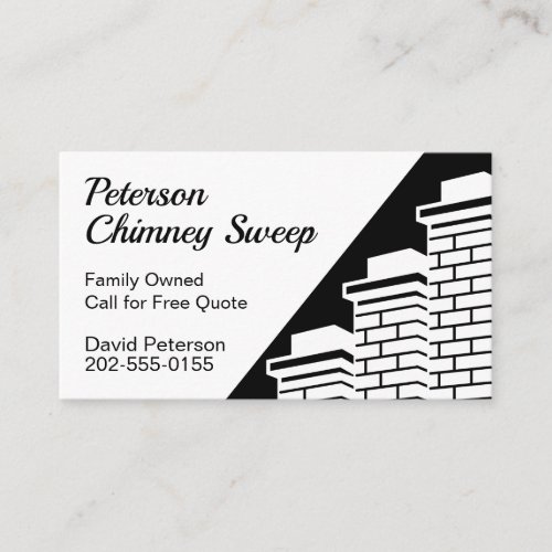 Chimney Sweep Cleaning Black White Business Card
