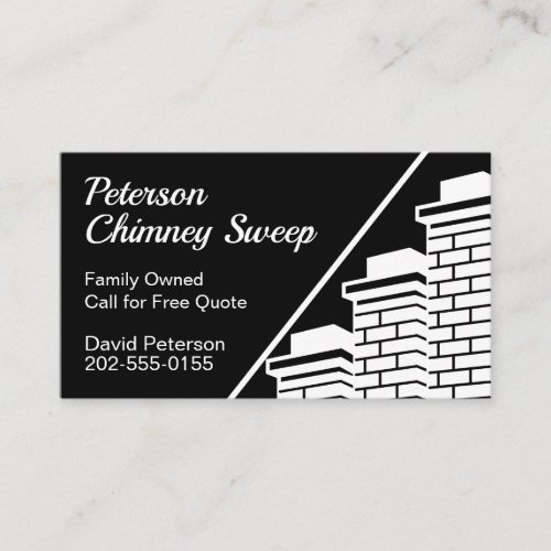 Chimney Sweep Cleaning Black White Business Card