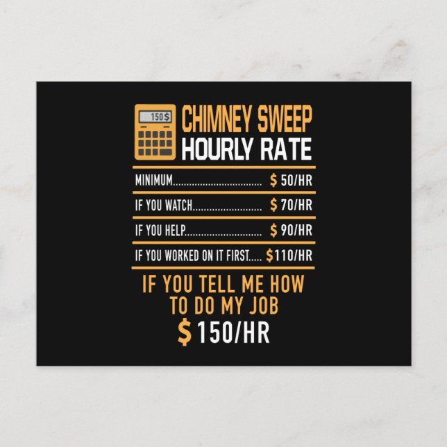Chimney Sweep Hourly Rate Work Postcard (Front)
