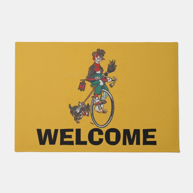 Chimney Sweep on Bike, Door Mat (Front)