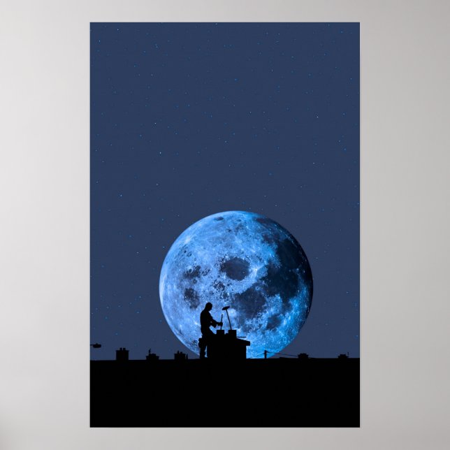 chimney sweep silhouette on the rooftop against fu poster (Front)