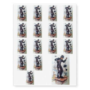 Chimney Sweeper Man roof antique watercolor guy Temporary Tattoos