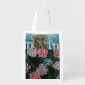 Chimney with Flowers Grocery Bag