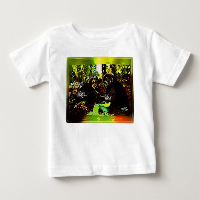 Chimp and Gorilla Cooperation 02 Baby T-Shirt (Front)