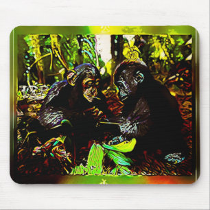 Chimp and Gorilla Cooperation 02. Mouse Pad