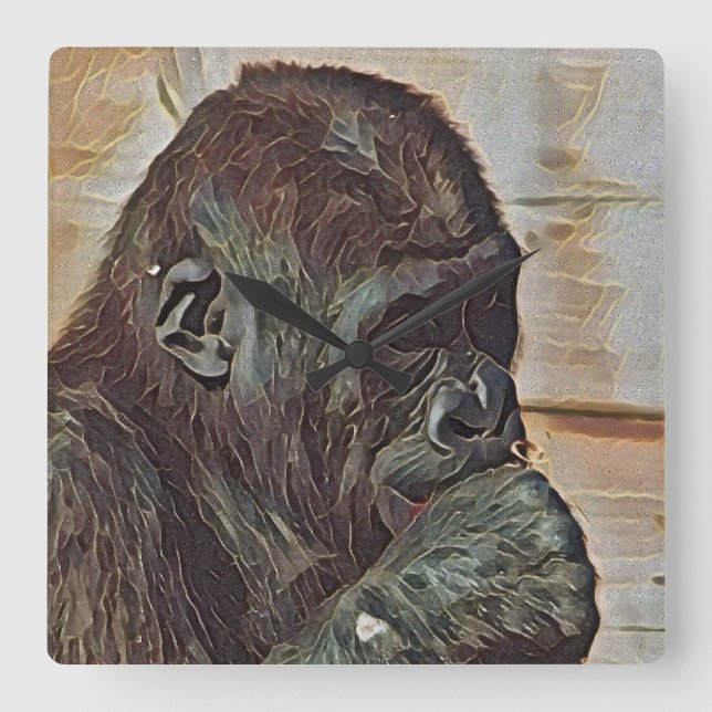 CHIMP ART SQUARE WALL CLOCK (Front)