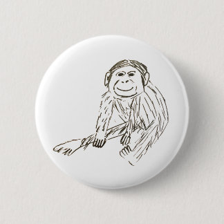 Chimp Badge - A badly drawn chimp on a badge Button
