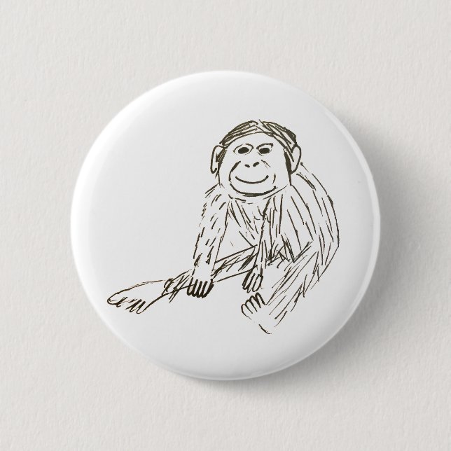 Chimp Badge - A badly drawn chimp on a badge Button (Front)