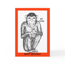 Chimp birthday card.