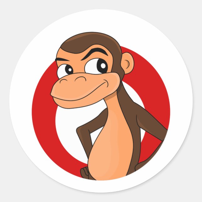 Chimp cartoon classic round sticker (Front)