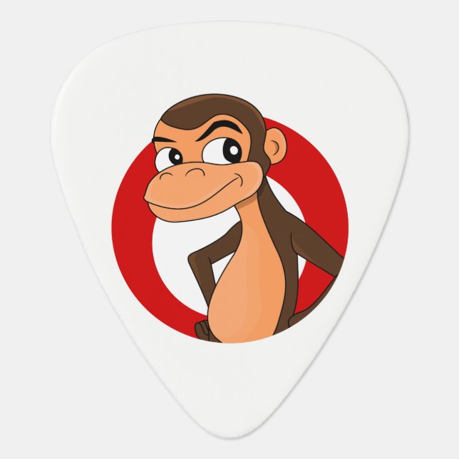 Chimp cartoon guitar pick (Front)