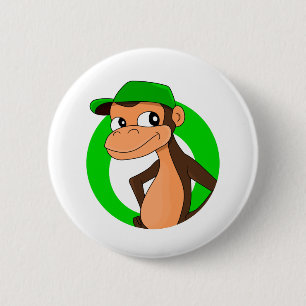 Chimp cartoon pinback button