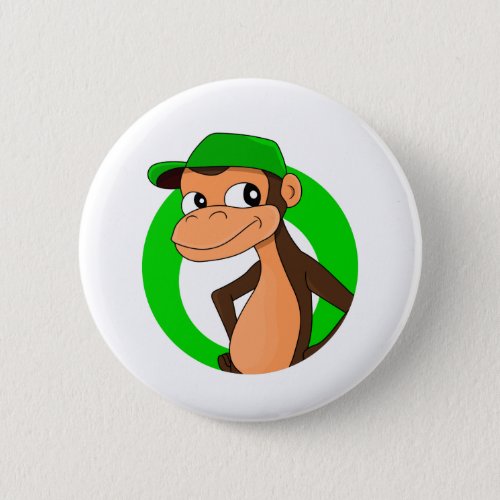Chimp cartoon pinback button
